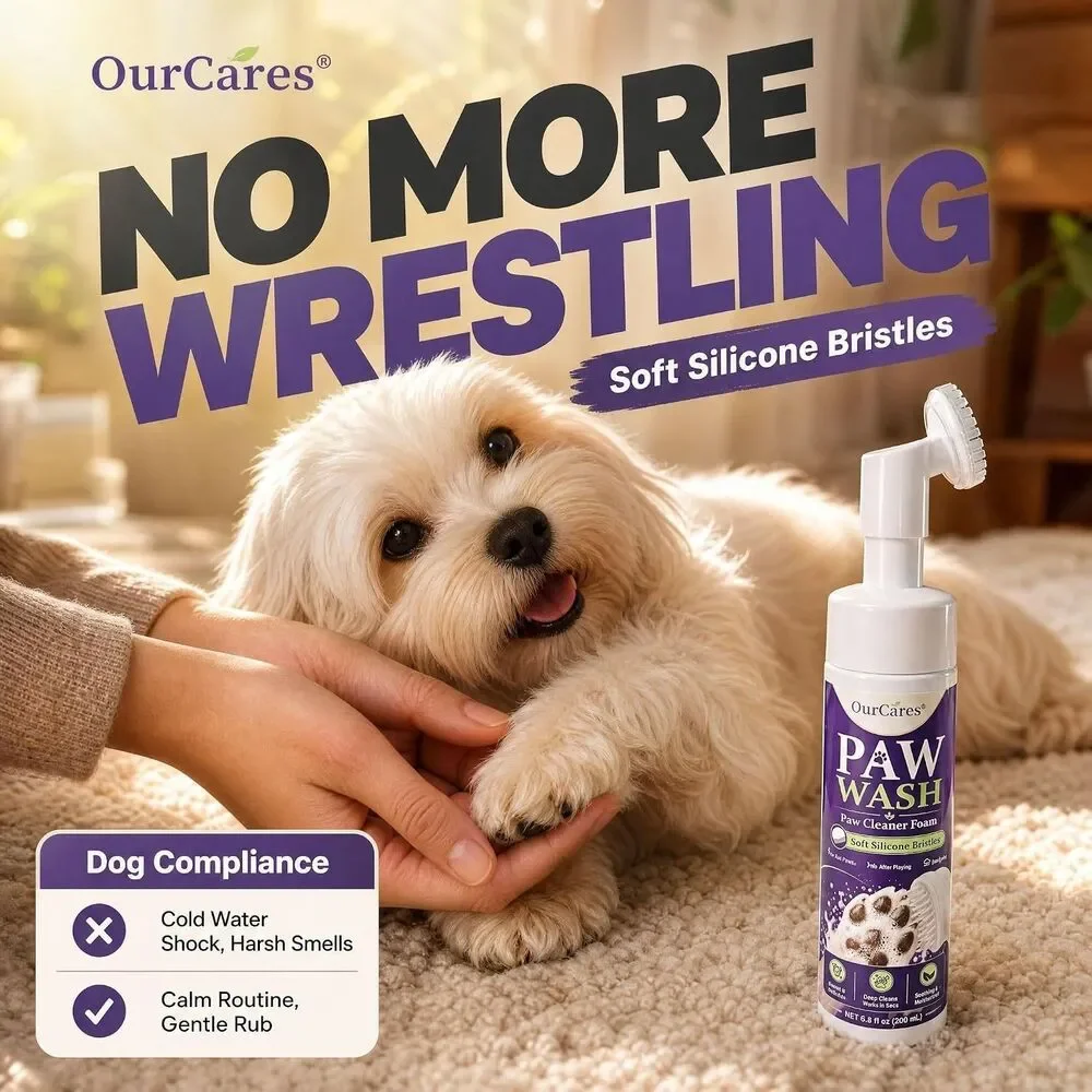 Dog Paw Cleaner Foam No Rinse Silicone Brush Alcohol Free Oat Cica Lavender New